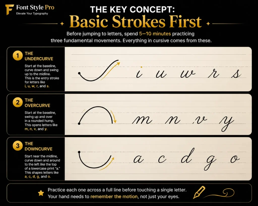 The Key Concept for cursive writing