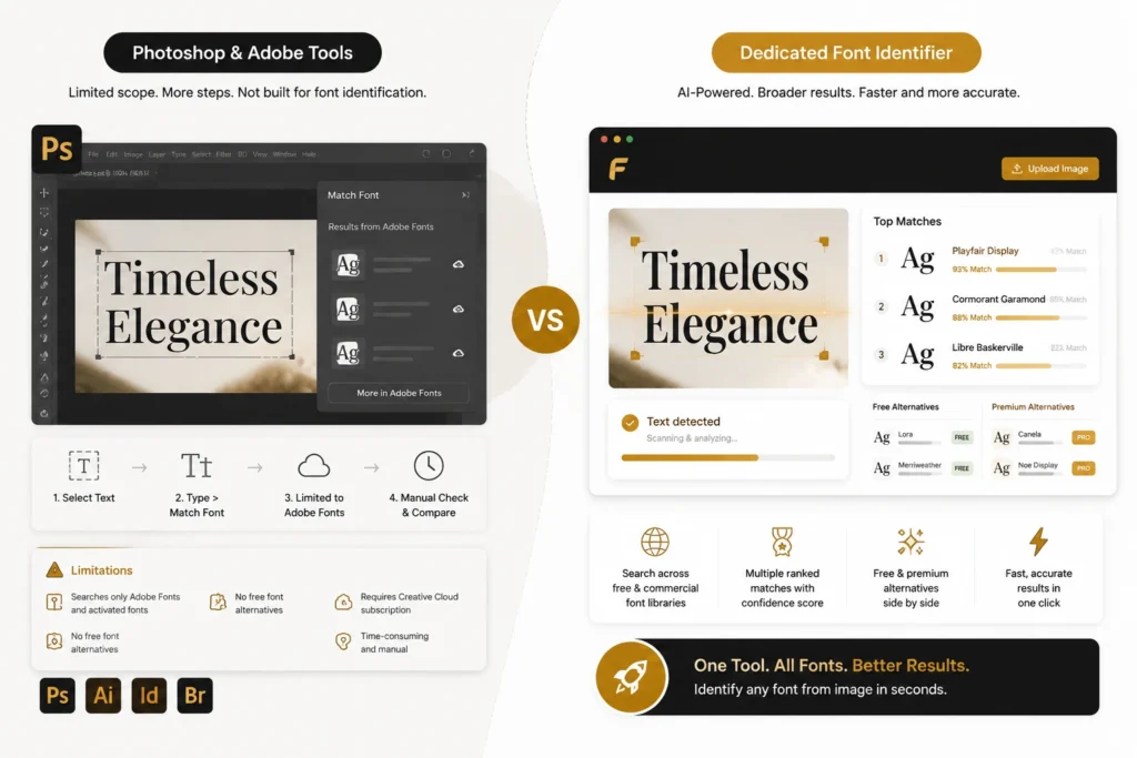 Font Identifier from Image vs. Photoshop and Adobe Tools