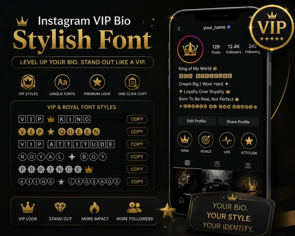 Instagram VIP Bio Stylish Font