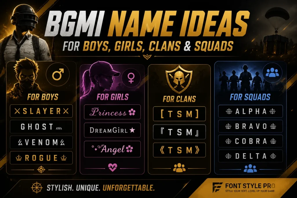 BGMI Name Ideas for Boys and Girls