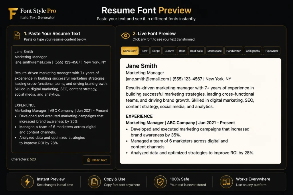 best resume font styles