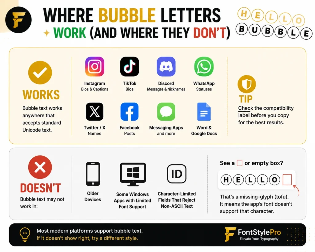 Where Bubble Letters Work, bubble text generator