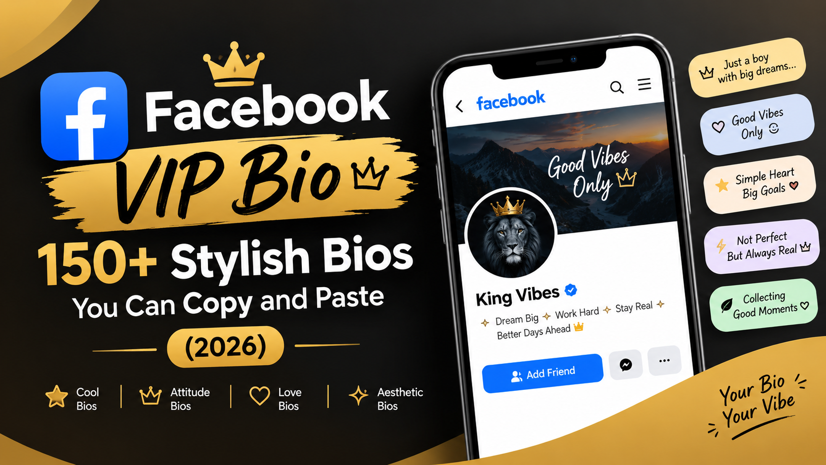 Facebook VIP Bio: 150+ Stylish Bios to Copy & Paste